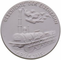 купить Медаль из мейсенского фарфора "Первый паровоз Adler 1835", Германия, 2010