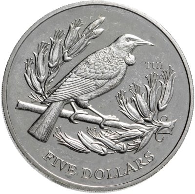 купить Новая Зеландия 5 долларов (dollars) 1995 Новозеландский туи