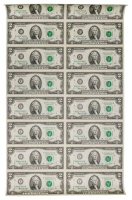 купить США 2 доллара 1976 (Pick 461) E- Ричмонд Лист из 16 неразрезанных бон