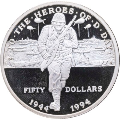 купить Маршалловы острова 50 долларов 1994 "Героям высадки в Нормандии"