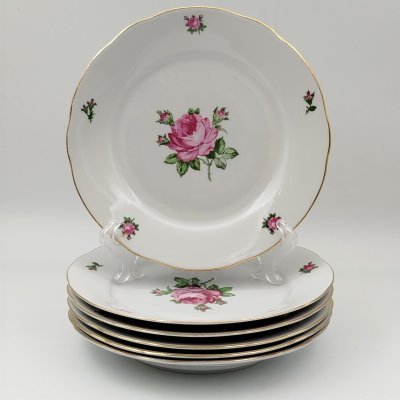 купить Набор десертных тарелок "Мейсенский букет" на 6 персон, фарфор, деколь, золочение, Colditz (Кольдиц), ГДР, 1970-1980 гг.