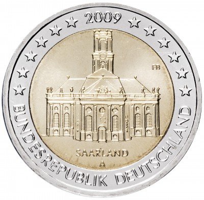 купить Германия 2 евро 2009 A "Федеральные земли Германии: Саар"