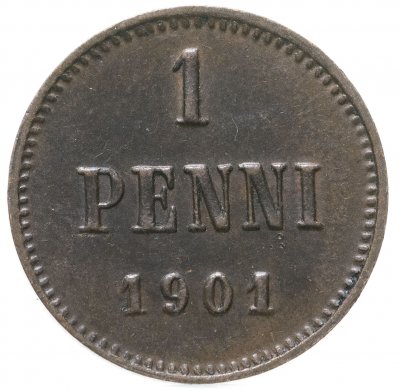 купить 1 пенни 1901, монета для Финляндии