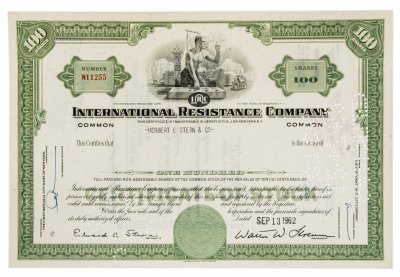 купить Акция США International Resistance Company, 1962 г.
