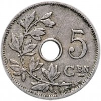 Купить Бельгия 5 сантимов 1902-1903 (Надпись на голландском - 'BELGIË')