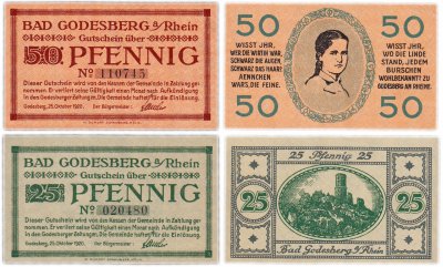 купить Германия (Вестфалия: Бад-Годесберг) набор из 2-х нотгельдов 1920