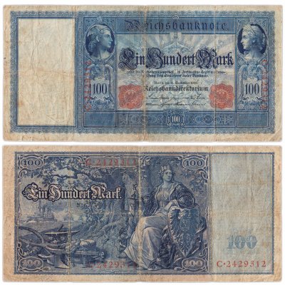 купить Германия 100 марок 1910 красная печать (Pick 42)