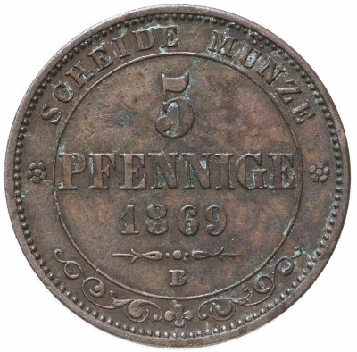 купить Германия, Саксония 5 пфеннигов 1869