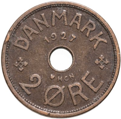 купить Дания 2 эре (ore) 1927, отметка ♥ HCN