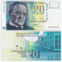 Купить Финляндия 20 марок 1993 (Pick 122а)