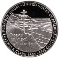 Купить США 5 центов (cents) 2005 S "200 лет экспедиции Льюиса и Кларка - выход к океану"