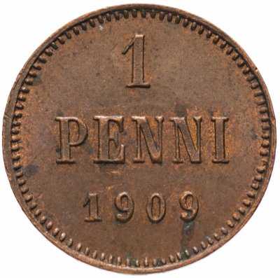 купить 1 пенни (penni) 1909, монета для Финляндии