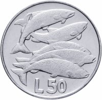Купить Сан-Марино 50 лир (lire) 1975 "Любовь у животных"