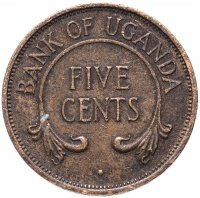 Купить Уганда 5 центов (cents) 1966