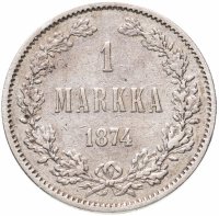 Купить 1 марка (markka) 1874 S, монета для Финляндии