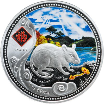 купить Ниуэ 1 доллар (dollar) 2008 Китайский гороскоп - год крысы /крыса в поле/
