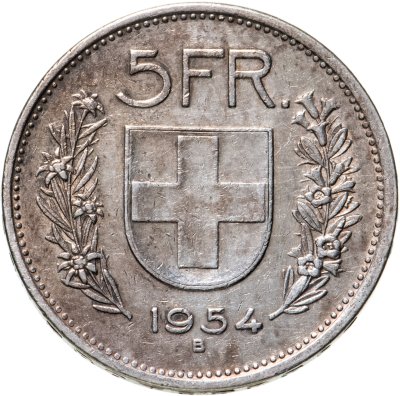 купить Швейцария 5 франков (francs) 1954