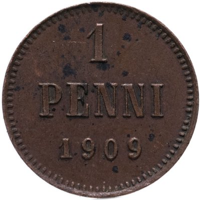 купить 1 пенни (penny) 1909, монета для Финляндии