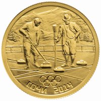 купить 50 рублей 2014 СПМД "Олимпийские виды спорта - Кёрлинг" в подарочном футляре с сертификатом