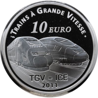 купить Франция 10 евро 2011 "Станция Мец поезд TGV ICE", в футляре с сертификатом