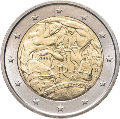 купить Италия 2 евро 2008 "60 лет Всеобщей декларации прав человека"