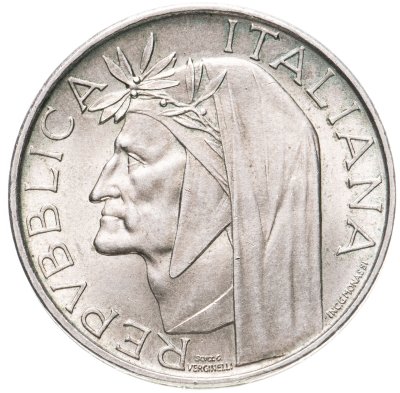 купить Италия 500 лир (lire) 1965 700 лет со дня рождения Данте Алигьери