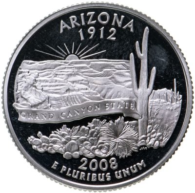 купить США 25 центов (квотер, 1/4 доллара, quarter dollar) 2008 S Proof Аризона (Arizona) серебро