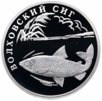 купить 1 рубль 2005 СПМД Proof "Красная книга: волховский сиг"
