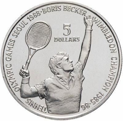 купить Ниуэ 5 долларов (dollars) 1987 "XXIV летние Олимпийские Игры, Сеул 1988 - Теннис, Борис Беккер"