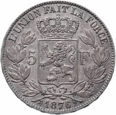 купить Бельгия 5 франков (francs) 1876