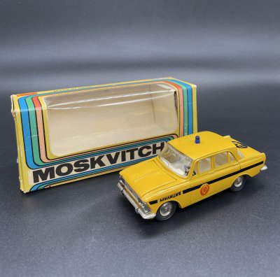 купить Модель автомобиля "Москвич-412" (ГАИ) в коробке, металл, пластик, картон, печать, СССР, 1986 г.
