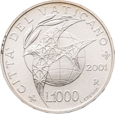 купить Ватикан 1000 лир (lire) 2001 "Мир"