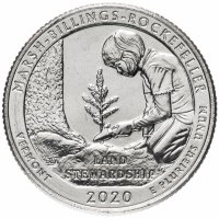 Купить США 1/4 доллара (25 центов, квотер) 2020 D — "Исторический парк Марш-Биллингс-Рокфеллер" (54-й парк)