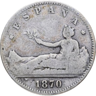 купить Испания 1 песета (peseta) 1870