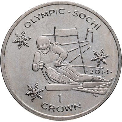 купить Остров Мэн 1 крона (crown) 2013 XXII зимние Олимпийские Игры, Сочи 2014 - Горнолыжный спорт
