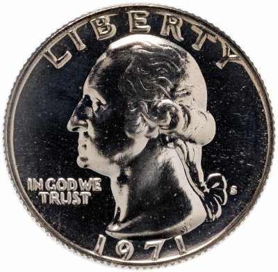 купить США 25 центов (квотер, 1/4 доллара, quarter dollar) 1971 S "Washington Quarter (Вашингтон)"