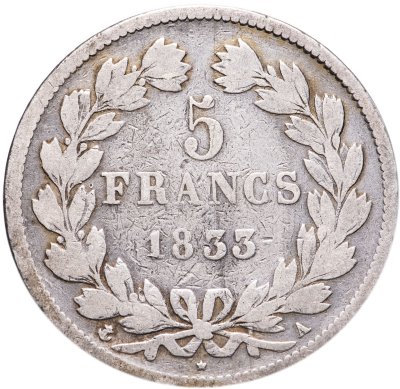 купить Франция 5 франков (francs) 1833
