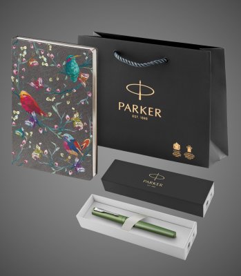 купить Подарочный набор: Ручка-роллер Parker Vector XL Green CT и Ежедневник недатированный, серый, Лаки и смолы: лак, латунь, нержавеющая сталь, 2026 г.