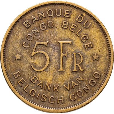 купить Бельгийское Конго 5 франков (francs) 1947