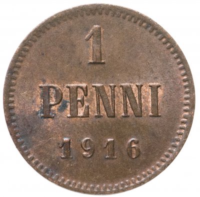 купить 1 пенни 1916, монета для Финляндии