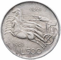 купить Италия 500 лир 1961 "100 лет со дня объединения Италии"