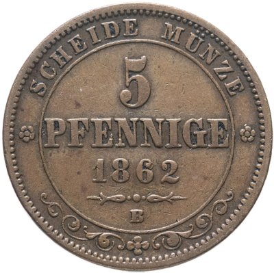 купить Германия Саксония 5 пфеннигов "B" 1862
