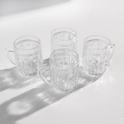 купить Набор из 4 кружек с рельефным орнаментом, стекло, СССР, 1970-1990 гг.
