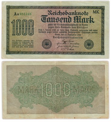 купить Германия 1000 марок 1922 Pick 76е(1)