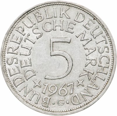 купить Германия 5 марок, 1967 Отметка монетного двора: "G" - Карлсруэ