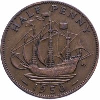 Купить Великобритания 1/2 пенни (penny) 1950