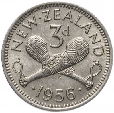 купить Новая Зеландия 3 пенса (pence) 1956 (С ремнём на плече)