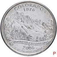 Купить США 1/4 доллара (квотер, 25 центов) 2006 P "Штат Колорадо"