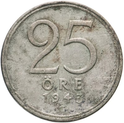 купить Швеция 25 эре (ore) 1943
