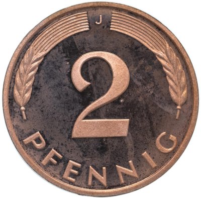 купить Германия 2 пфеннига (pfennig) 1998, знак монетного двора: "J" - Гамбург